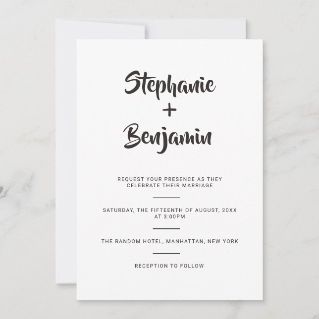 Simple Push Calligraphy Wedding bjudning Inbjudningar (Framsida)