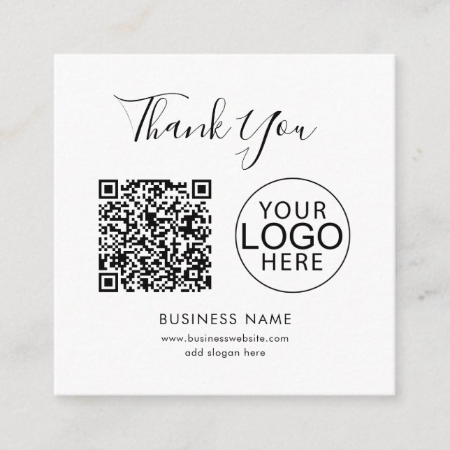 Simple QR Code and Business Logo Thank You Tilläggskort (Framsida)