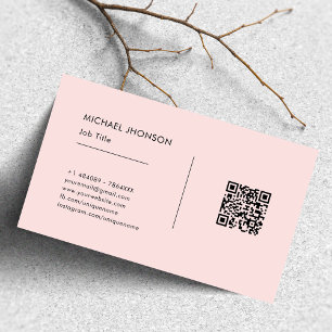 Simple QR Code Black & Pink Social Media Logo Visitkort