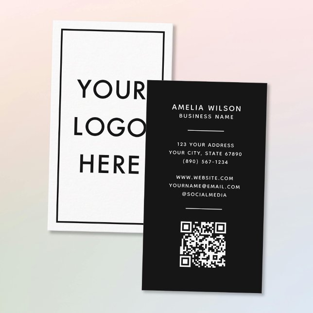 Simple QR Code Logo Border Frame Vertical Visitkort (Skapare uppladdad)