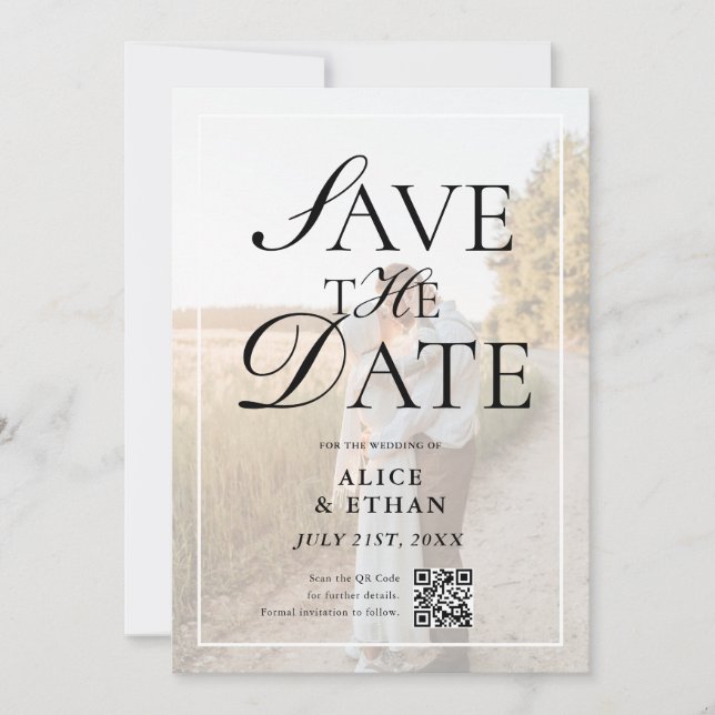 Simple QR Code Photo Wedding Spara Datumet (Framsida)
