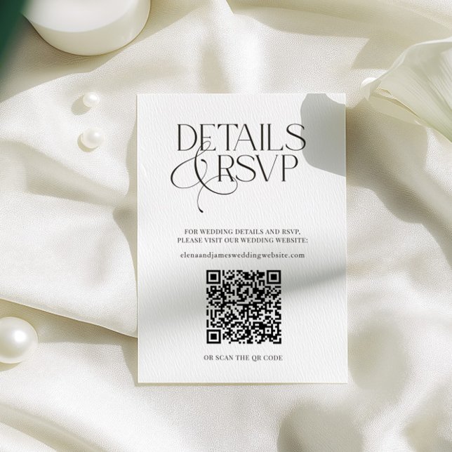 Simple QR Code RSVP & Wedding Details Card Tilläggskort (Simple QR Code RSVP & Wedding Details Card)