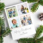 Simple Ramar Modern God jul Photo Collage Julkort<br><div class="desc">Skicka julhälsningar med det här moderna kortet med fyra foton som har ramats in av ett tunt grått gräns - lägg till anpassningsbarna hälsning och namn för att anpassa sig. Baksidan har ett tunt rand mönster - ändra enkelt bakgrunden till färg genom att klicka på anpassa och sedan bläddra till...</div>