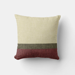 Simple Rand Weave Struktur Khaki Grönt Burgundy Kudde