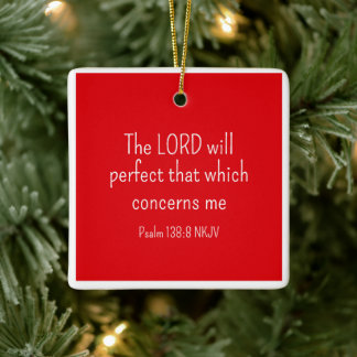Simple Red and White Faith in God Bible Verse Julgransprydnad Keramik