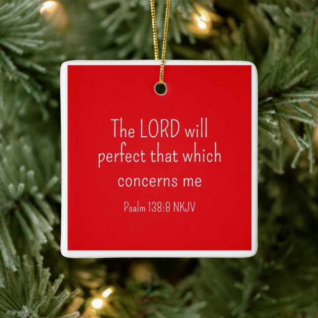 Simple Red and White Faith in God Bible Verse Julgransprydnad Keramik (Träd)