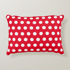 Simple Red and White Polka Dot Prydnadskudde