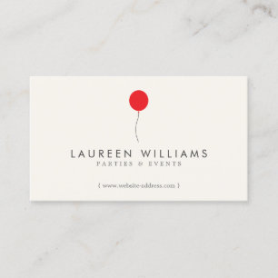 Simple Red Balloon II Event Planner, Party Planner Visitkort