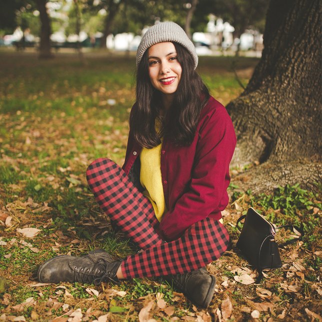 Simple Red Black Rustic Chic Buffalo Check Mönster Leggings (Black and red buffalo check pattern legging. )
