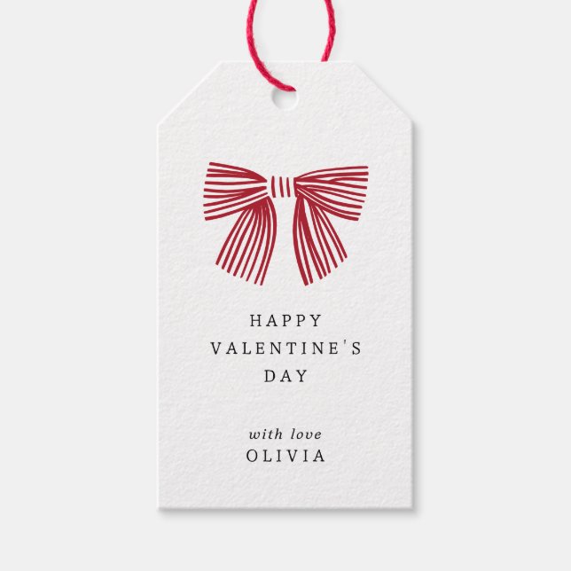 Simple Red bow Valentine Day Presentetikett (Framsidan)