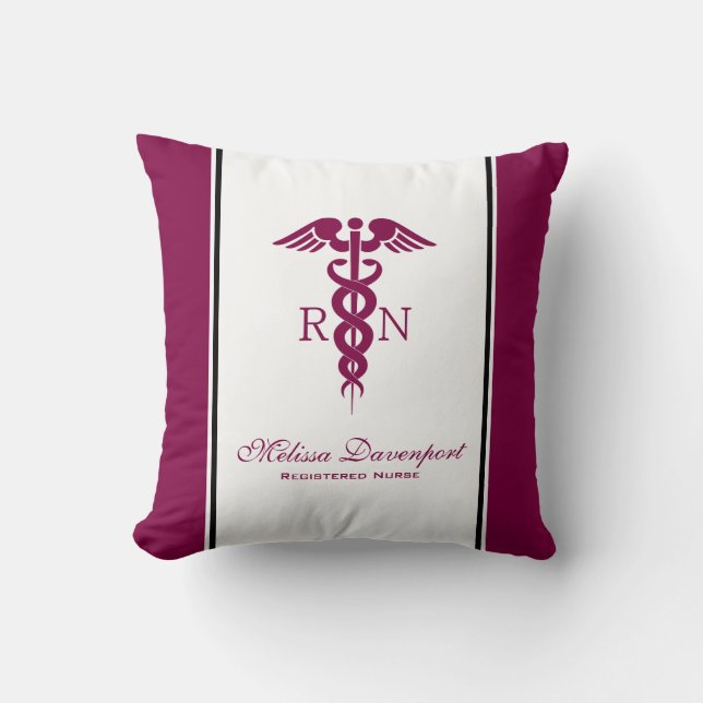 Simple Red Caduceus Nurse Kudde (Framsida)