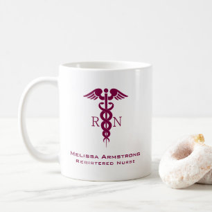 Simple Red Caduceus Nurse Student Kaffemugg