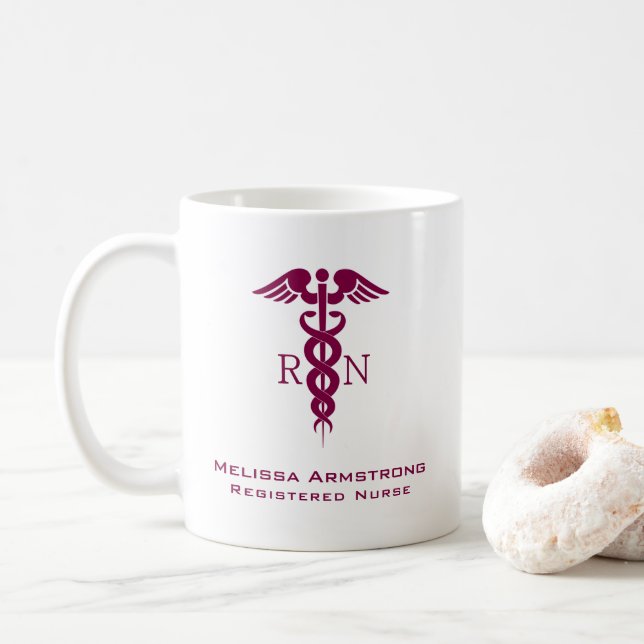 Simple Red Caduceus Nurse Student Kaffemugg (Med munk)
