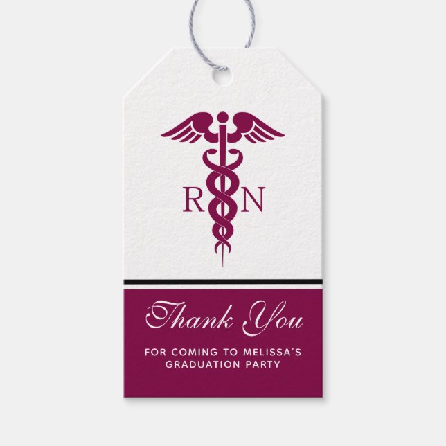 Simple Red Caduceus Nurse Student Tack Presentetikett (Framsidan)