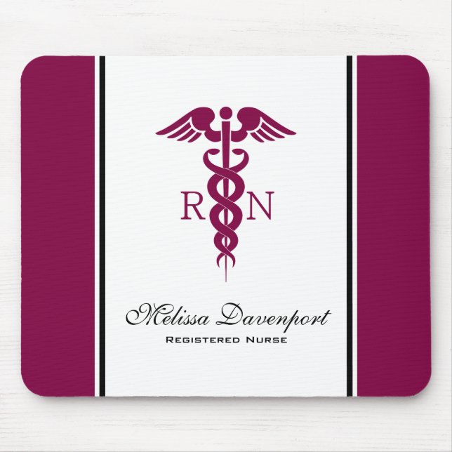 Simple Red Caduceus Registered Nurse RN Symbol Musmatta (Framsidan)