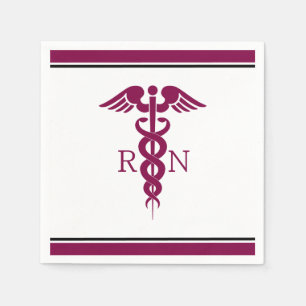 Simple Red Caduceus Registered Nurse RN Symbol Pappersservett