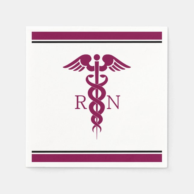 Simple Red Caduceus Registered Nurse RN Symbol Pappersservett (Framsidan)