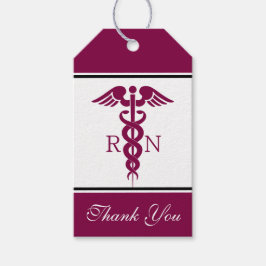 Simple Red Caduceus Registered Nurse RN Symbol Presentetikett
