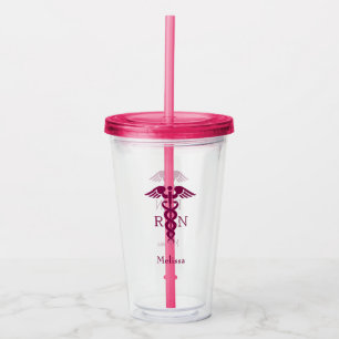 Simple Red Caduceus Registered Nurse RN Symbol Take Away Mugg