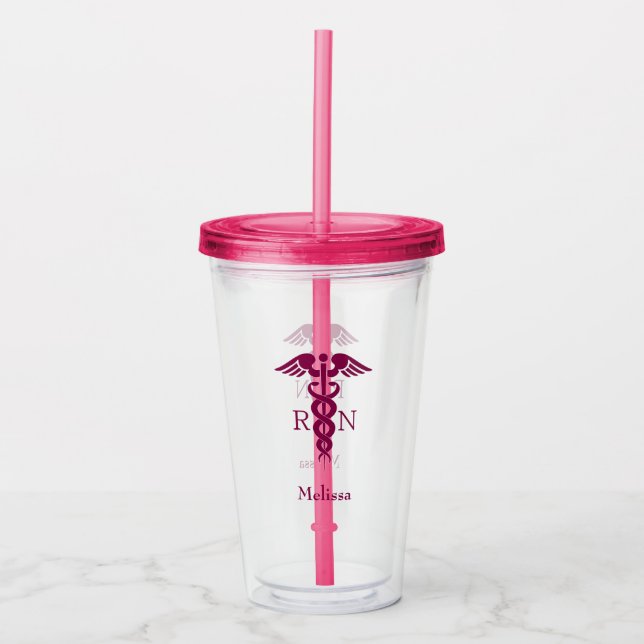 Simple Red Caduceus Registered Nurse RN Symbol Take Away Mugg (Framsida)