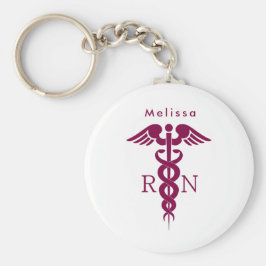 Simple Red Caduceus RN Symbol Nyckelring