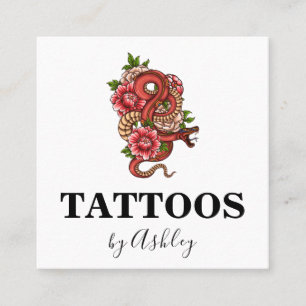 Simple Red Dragon Tatto Artist Salon Social Media Fyrkantigt Visitkort