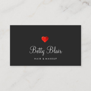 Simple Red Heart Black Hair och Makeup Consultant Visitkort