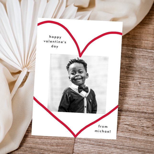 Simple Red Heart Classroom Valentine Day Card Anteckningskort (Skapare uppladdad)