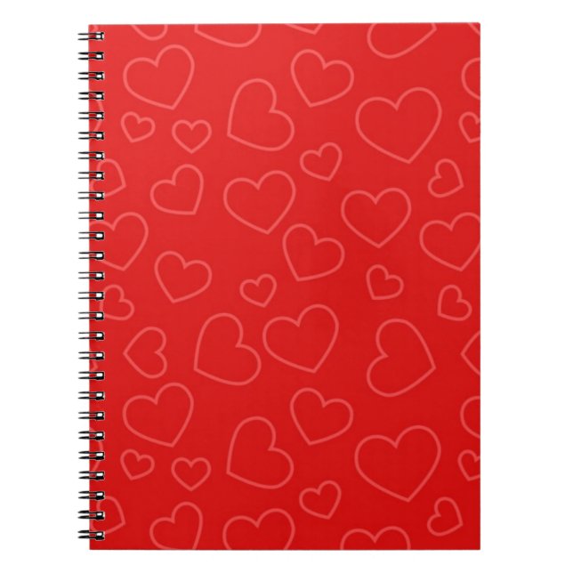 Simple Red Heart Mönster Anteckningsbok (Framsidan)