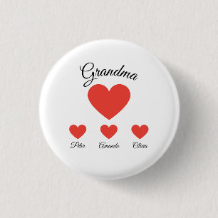 Simple Red Hearts Grandma Barnbarn Knapp