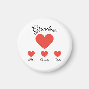 Simple Red Hearts Grandma Barnbarn Magnet