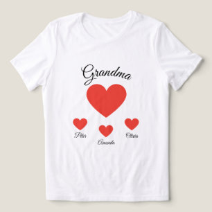 Simple Red Hearts Grandma Barnbarn T Shirt