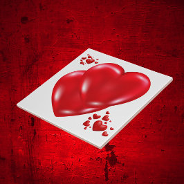 Simple Red Hearts på vita hjärtans dag | Kakelplatta
