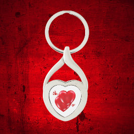 Simple Red Hearts på vita hjärtans dag | Twisted Heart Silverfärgad Nyckelring
