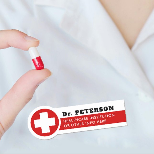 Simple Red Kor Medical Healthcare Nurse Namn brick Namnbricka (Skapare uppladdad)