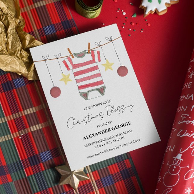 Simple Red Rand Romper Ornaments Jul Birth Meddelande (Skapare uppladdad)