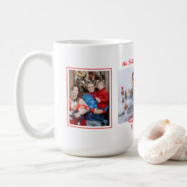 Simple Red Ribbon Bow och Three Photos Anpassnings Kaffemugg