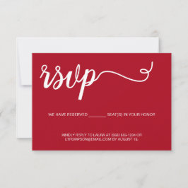 Simple Red RSVP bröllop Reserverad plats OSA Kort