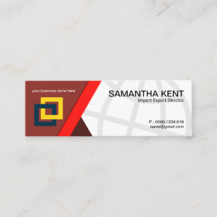 Simple Red Trapezium Line Global Importera Export Mini Visitkort