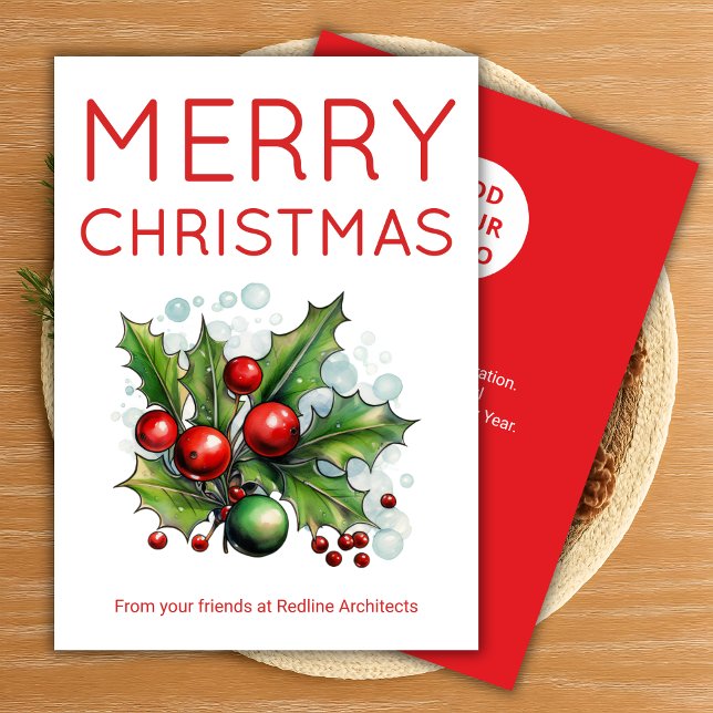 Simple Red & White Company Card Julkort (Skapare uppladdad)