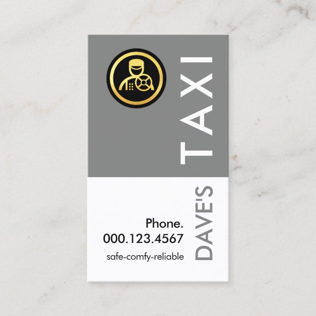 Simple Retro Grey Taxi Layer Visitkort (Framsida)