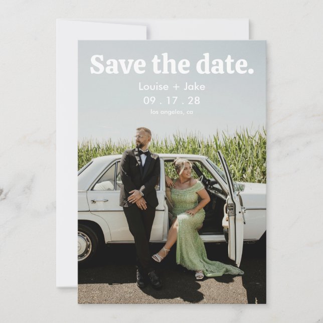 Simple RetroMinimalist Photo Wedding Save the Date Inbjudningar (Framsida)
