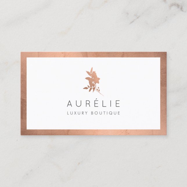 Simple Ro Guld Blommigt Luxury Boutique Visitkort (Framsida)