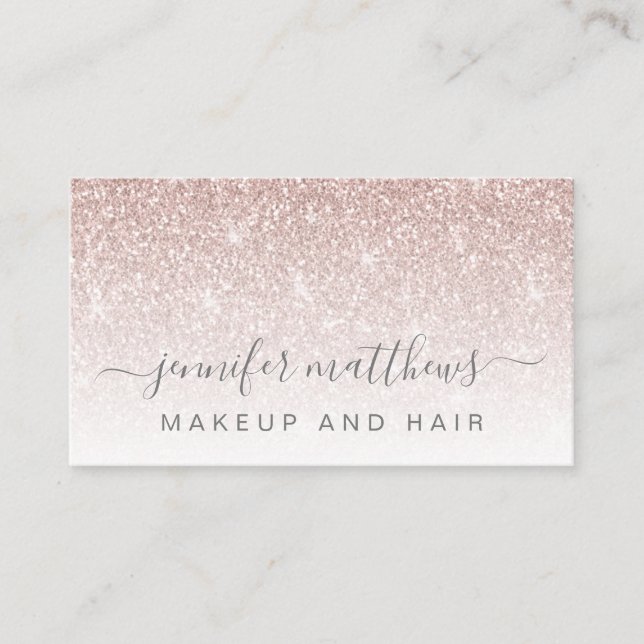 Simple Ro Guld Glitter Makeup Artist Hair Salon Visitkort (Framsida)