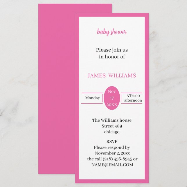 Simple Ro Personlig Baby Shower Inbjudningar (Fram/baksida)