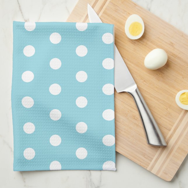 Simple Robin Egg Blue Polka dots Kitchen Towel Kökshandduk (Vikt i Fjärdedel)