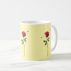 Simple Röd ros Heart - Elegant Valentindagen Kaffemugg