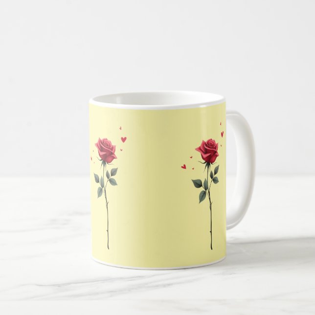 Simple Röd ros Heart - Elegant Valentindagen Kaffemugg (Framsida höger)