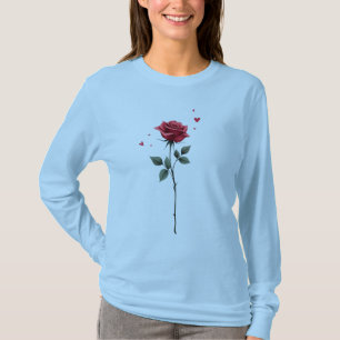 Simple Röd ros Heart - Elegant Valentindagen T Shirt
