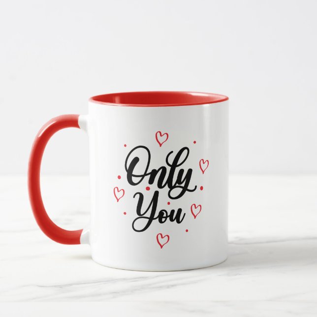 Simple Romance Love Only You Elegant Black Script Mugg (Vänster)